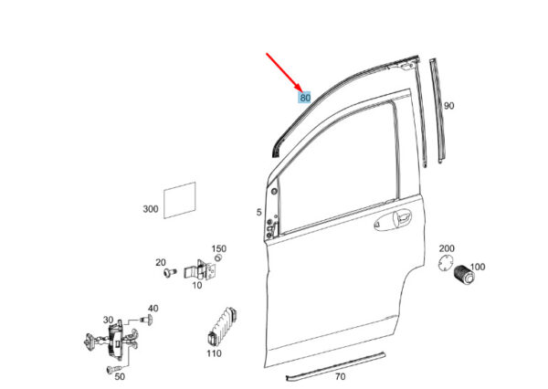 A4477200154 - New Mercedes-Benz Vito W447 Front Right Upper Door Seal A4477200154 Genuine
