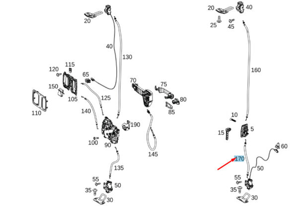 A4477605200 - NEW MERCEDES-BENZ VITO W447 REAR DOOR LEFT CABLE A4477605200