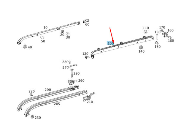 A4477660537 - NEW MB VITO W447 SLIDING DOOR CENTER RIGHT GUIDE RAIL A4477660537 ORIGINAL