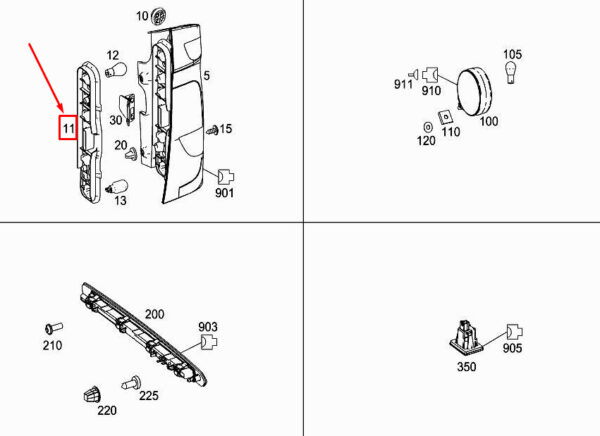 A4478202500 - NEU MERCEDES-BENZ VITO W447 HECK LINKER RUCKLICHTBIRNENMONTAGE A4478202500