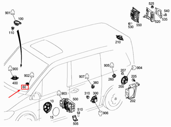 A4478270560 - New Mercedes-Benz Vito W447 Dash Sound Speakers A4478270560