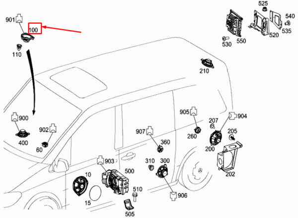 A4478270760 - NEW MERCEDES-BENZ VITO W447 RIGHT DASHBOARD SOUND SPEAKER A4478270760