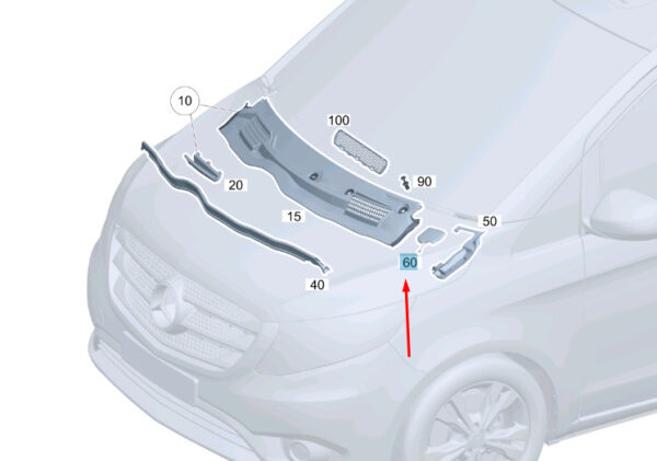 A44788415749051 - NEW MERCEDES BENZ METRIS 2016-2018 LEFT WIDSHIELD WIPER CAP A44788415749051