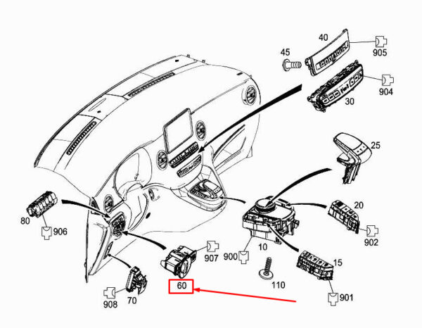 A44790581009107 - NEW MERCEDES-BENZ VITO W447 HEADLIGHT CONTROL SWITCH A44790581009107