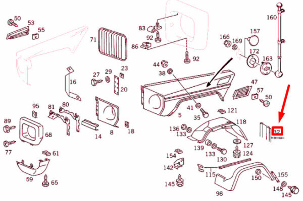 A4608810390 - New MB G W463 Front Between Wheelhouse And Fender Welt A4608810390