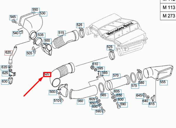 A4635001075 - NEW MERCEDES-BENZ G W463 LEFT AIR INTAKE PIPE HOSE A4635001075 ORIGINAL