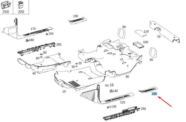 A46368075069051 - NEW MERCEDES-BENZ G W463 AMG REAR LEFT DOOR COVER RAIL A46368075069051 ORIGINAL