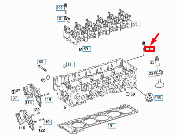 A6119901322 - NEW MERCEDES-BENZ ML W163 CYLINDER HEAD BOLT A6119901322 ORIGINAL