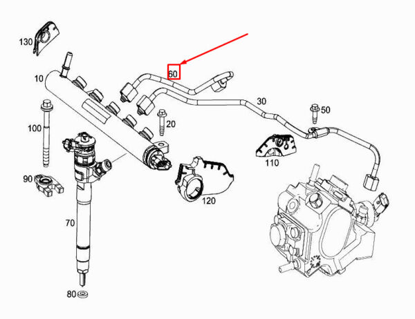 A6260700133 - New Mercedes-Benz C W205 Fuel Pressure Line A6260700133 Genuine