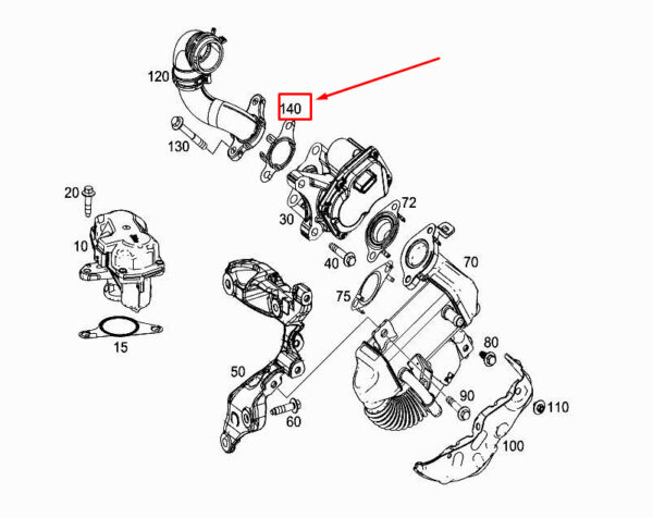 A6261410180 - New Mercedes-Benz C W205 EGR Valve Metal Gasket A6261410180 Genuine