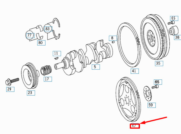 A6280300012 - NEW MERCEDES-BENZ SL R129 CRANKSHAFT AND FLYWHEEL RING GEAR A6280300012 ORIGINAL