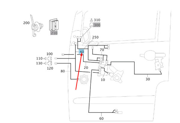 A6395407609 - NEW MB VITO W639 FRONT FOLD-AWAY OUTSIDE MIRROR WIRING A6395407609 ORIGINAL