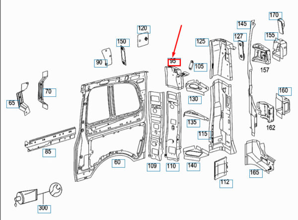 A6396314110 - Mercedes-Benz Vito W639 Right Corner Column Top A6396314110 NEW ORIGINAL