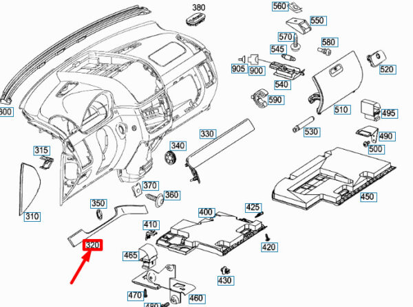 A63968904549F31 - NEW MB VITO W639 INSTRUMENT PANEL LEFT SIDE MOULDING LHD A63968904549F31