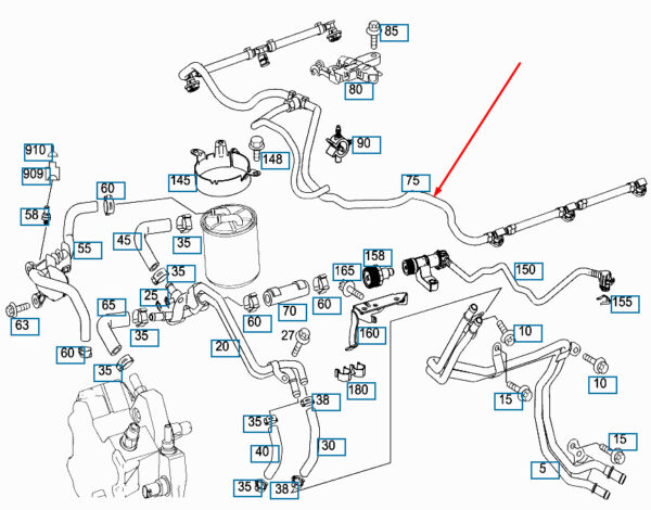 A6420707532 - NEW MERCEDES-BENZ SPRINTER 906 FUEL INJECTOR RETURN HOSE A6420707532