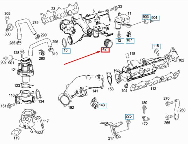 A6420980037 - NEW MB ML W164 INTAKE CONNECTION WITH SEALING RING A6420980037