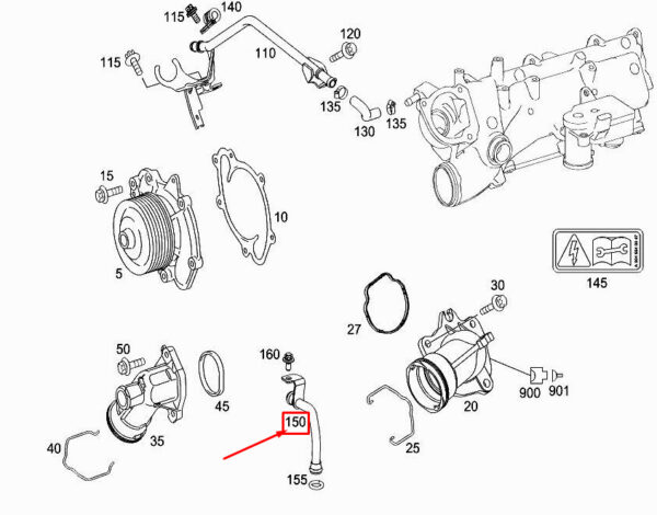 A6422030000 - NEW MERCEDES-BENZ E CABRIO A207 ENGINE COOLANT LINE A6422030000 ORIGINAL