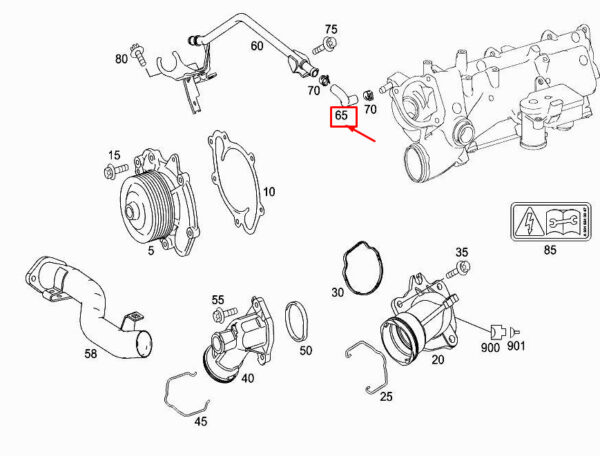 A6422030017 - NEW MERCEDES-BENZ E CONVERTIBLE A207 ENGINE COOLANT PIPE A6422030017 ORIGINAL
