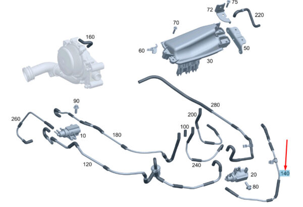 A6510700200 - Mercedes-Benz GLC C253 vacuum cable A6510700200 NEW ORIGINAL