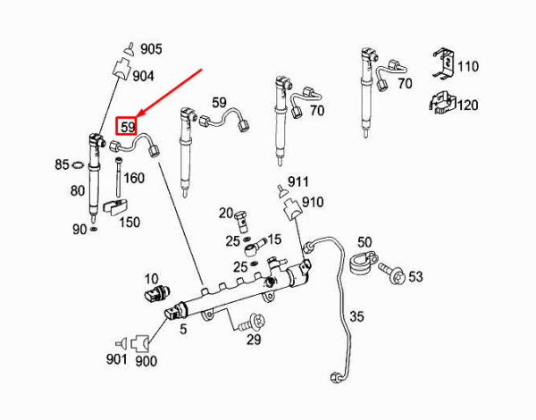 A6510703133 - Mercedes-Benz ML W166 Fuel Pressure Line A6510703133 NEW Original