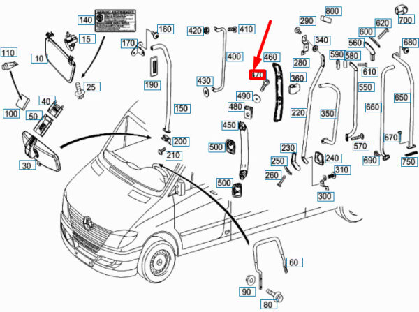 N000000004134 - MERCEDES-BENZ SPRINTER W906 INNER GRAB BAR BOLT N00004134 NEW GENUINE