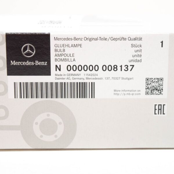 N000000008137 - Mercedes-Benz C W203 Front Fog Light Bulb N000000008137 New Genuine