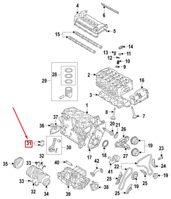 022105701CGLB - NEW AUDI A3 SPORTBACK 8P LOWER CONNECTING ROD BEARING 022105701CGLB ORIGINAL
