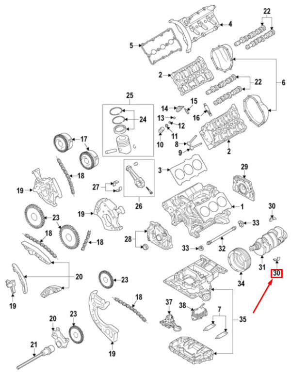 06E105591ABBLA - AUDI A6 Avant C6 Lower Engine Crankshaft Bearing 06E105591ABBLA ORIGINAL