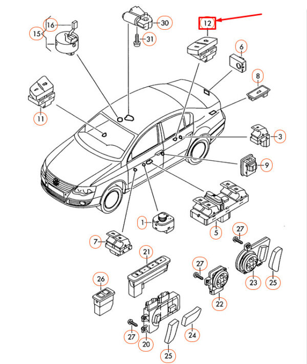 3C0962136BREH - NEW VW PASSAT B6 CANTRAL LOCKING SYSTEM SAFETY SWITCH 3C0962136BREH ORIGINAL