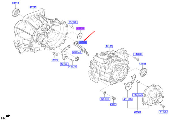 4313526300 - HYUNDAI KONA MK1 Clutch Housing Oil Guide 4313526300 ORIGINAL