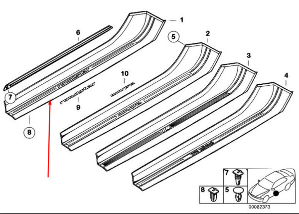 51478398884 - NEW BMW Z3 E36 RIGHT DOOR ENTRY ROADSTER SILL STRIP 51478398884 2002