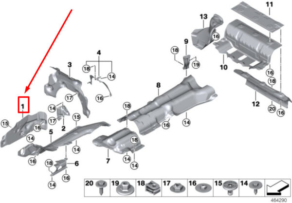 51487340209 - BMW 7 G12 Left Engine Support Heat Insulation 51487340209 7340209 ORIGINAL