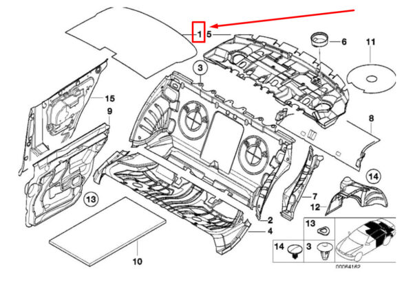 51488229734 - BMW 3 E46 Rear Roof Sound Insulation 51488229734 8229734 ORIGINAL