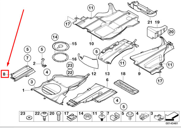 51718218118 - BMW 3 E46 Right Engine Support Trim Panel 8218118 51718218118 ORIGINAL