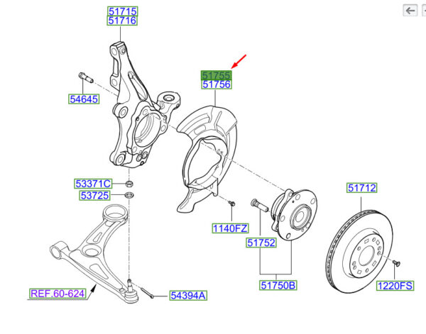 51755F2000 - KIA NIRO MK1 Front Left Brake Disc Protection 51755F2000 ORIGINAL