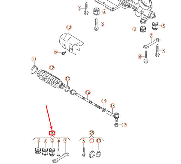 5N0498169B - AUDI Q3 8U Steering Gear Fasteners 1 Set 5N0498169B ORIGINAL