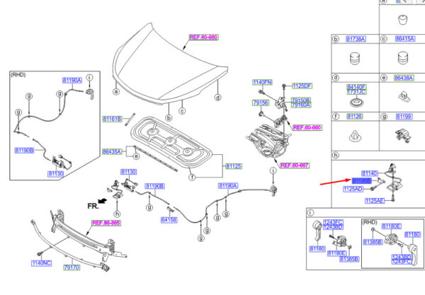 811502W000 - HYUNDAI SANTA FÉ MK3 DM Front Hood Safety Hook Catch 811502W000 ORIGINAL