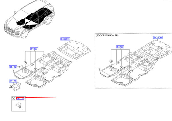 842703X000NBC - HYUNDAI SANTA FÉ MK3 DM Car Mat Hook 842703X000NBC ORIGINAL