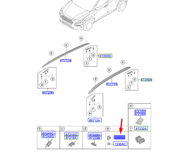 87293J9000PGY - HYUNDAI KONA MK1 Roof Rack Cap 87293J9000PGY ORIGINAL
