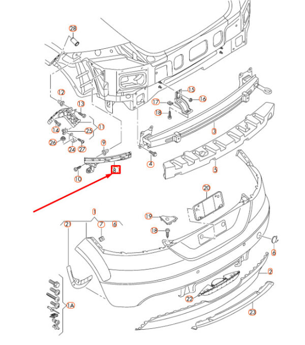 8J0807483A - NEW AUDI TT 8J REAR BUMPER LEFT GUIDE SECTION 8J0807483A ORIGINAL