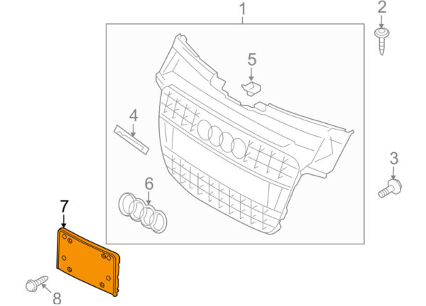 8T0807285C3FZ - Audi A5 8T Front Bumper License Bracket Mount 8T0807285C3FZ ORIGINAL