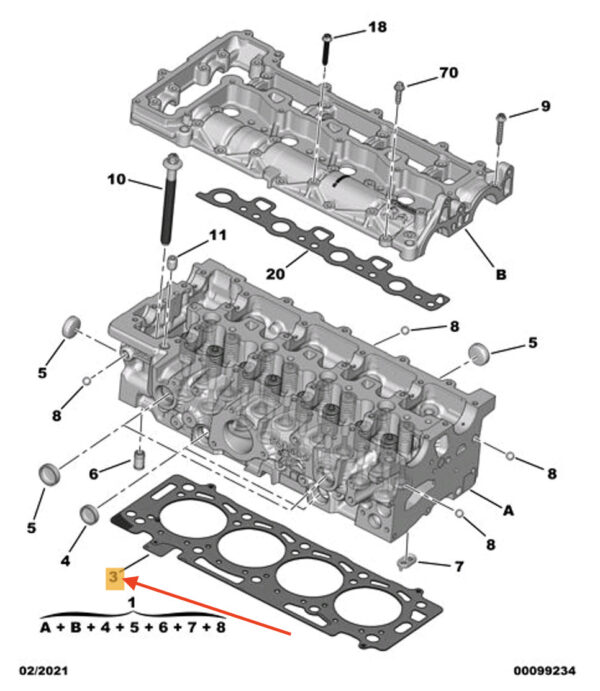 9807092280 - PEUGEOT 3008 Engine Cylinder Head Gasket 9807092280 ORIGINAL
