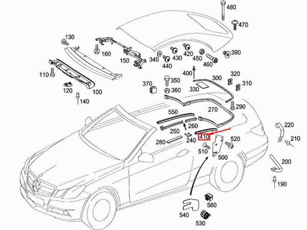 A2097700705 - MERCEDES-BENZ E Cabrio A207 Rear LH Roof Retaining Rail A2097700705 ORIGINAL
