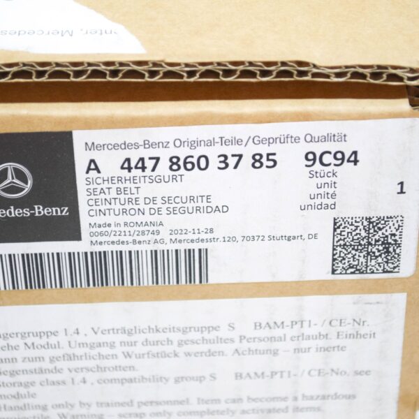 A44786037859C94 - NEW MERCEDES-BENZ VITO W447 FRONT RIGHT SEAT BELT A44786037859C94 ORIGINAL