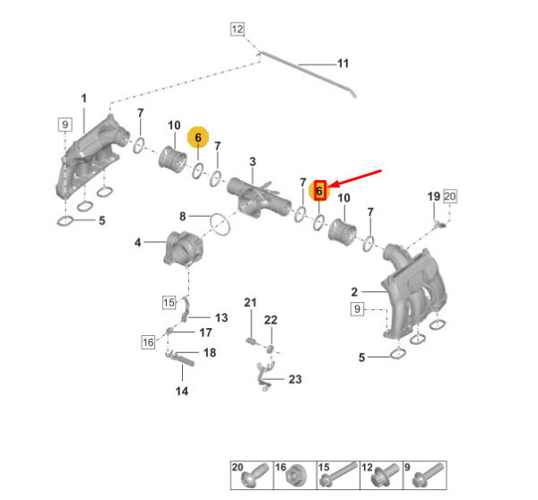 0PB129646C - Porsche 911 992 Distribution Tube Gasket Ring 0PB129646C NEW ORIGINAL