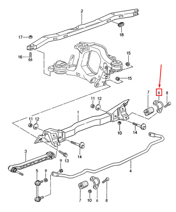 113411333 - Porsche 968 stabilizer rear support rod 113411333 new original