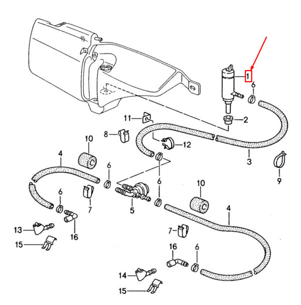 357955681 - Porsche 968 pump for windshield washer 357955681 new original
