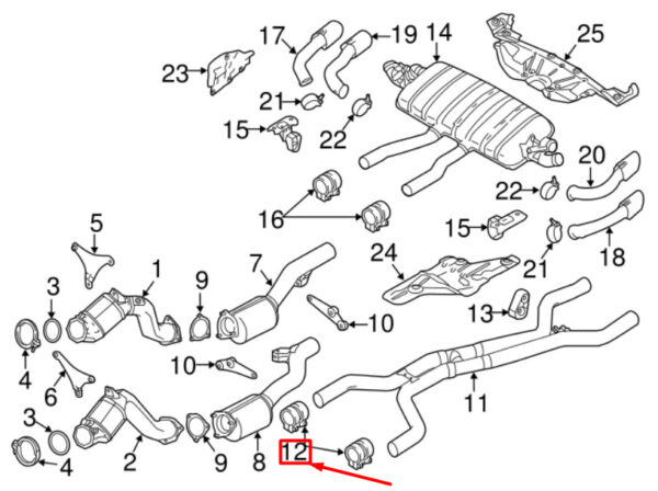 5Q0253725C - Porsche Macan 95b exhaust clamp 5Q0253725C NEW ORIGINAL