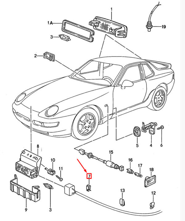 893971847 - New Porsche 968 Light Cable Clip 893971847 Genuine