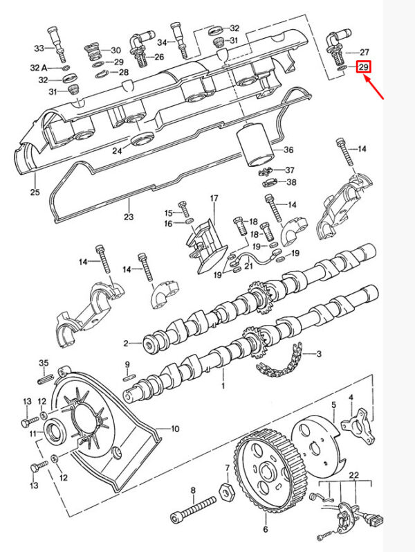 90017405640 - Porsche 944 valve cover rubber O-ring 90017405640 NEW ORIGINAL